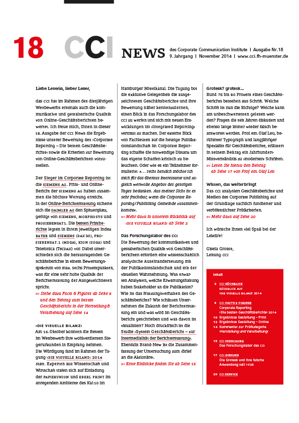CCI Münster, Gisela Grosse, Corporate Reporting, Forum Reporting, Gestaltung, CCI, Corporate, Communication, Institute