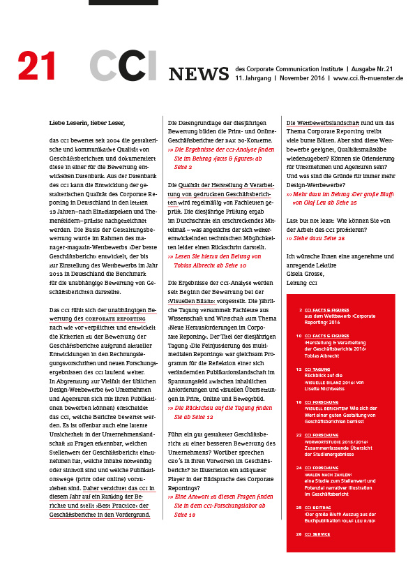CCI Münster, Gisela Grosse, Corporate Reporting, Forum Reporting, Gestaltung, CCI, Corporate, Communication, Institute