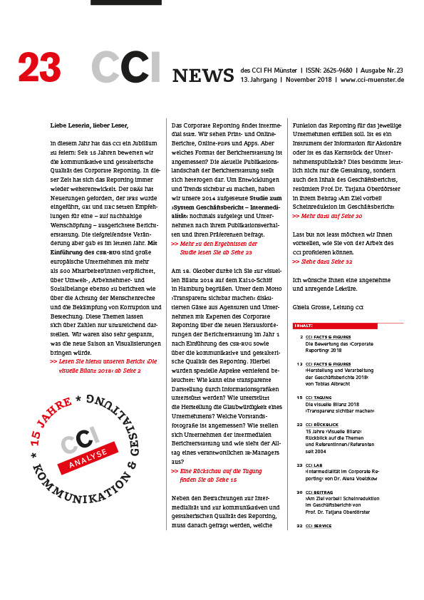 CCI Münster, Gisela Grosse, Corporate Reporting, Forum Reporting, Gestaltung, CCI, Corporate, Communication, Institute