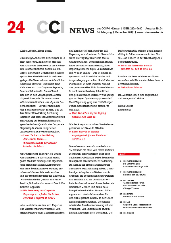 CCI Münster, Gisela Grosse, Corporate Reporting, Forum Reporting, Gestaltung, CCI, Corporate, Communication, Institute