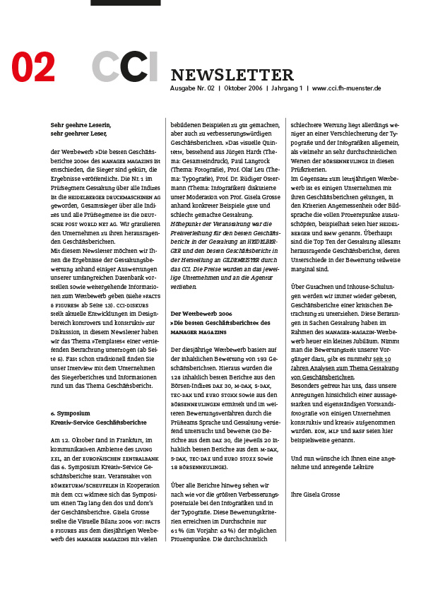 CCI Münster, Gisela Grosse, Corporate Reporting, Forum Reporting, Gestaltung, CCI, Corporate, Communication, Institute