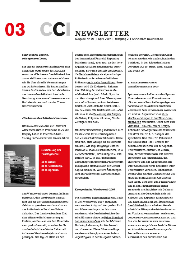 CCI Münster, Gisela Grosse, Corporate Reporting, Forum Reporting, Gestaltung, CCI, Corporate, Communication, Institute