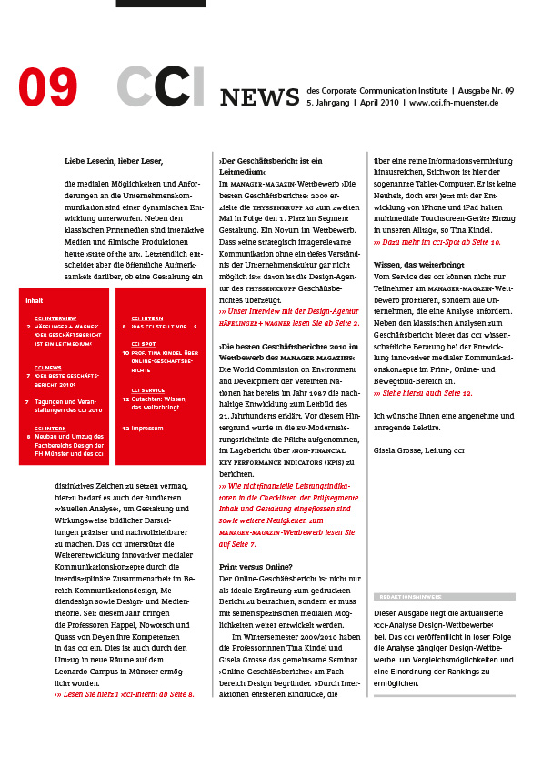 CCI Münster, Gisela Grosse, Corporate Reporting, Forum Reporting, Gestaltung, CCI, Corporate, Communication, Institute