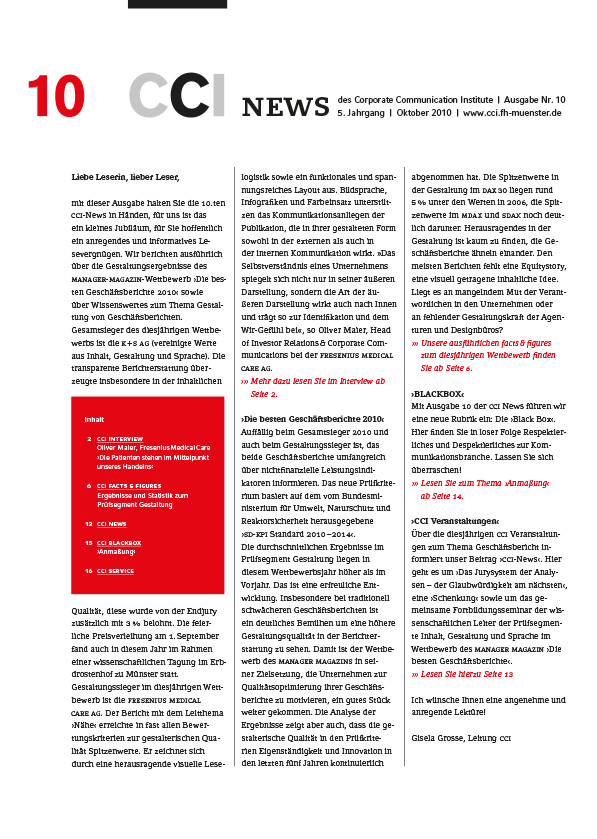 CCI Münster, Gisela Grosse, Corporate Reporting, Forum Reporting, Gestaltung, CCI, Corporate, Communication, Institute