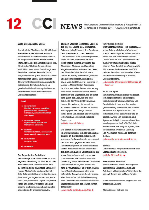 CCI Münster, Gisela Grosse, Corporate Reporting, Forum Reporting, Gestaltung, CCI, Corporate, Communication, Institute