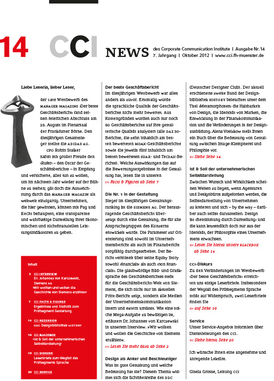 CCI Münster, Gisela Grosse, Corporate Reporting, Forum Reporting, Gestaltung, CCI, Corporate, Communication, Institute