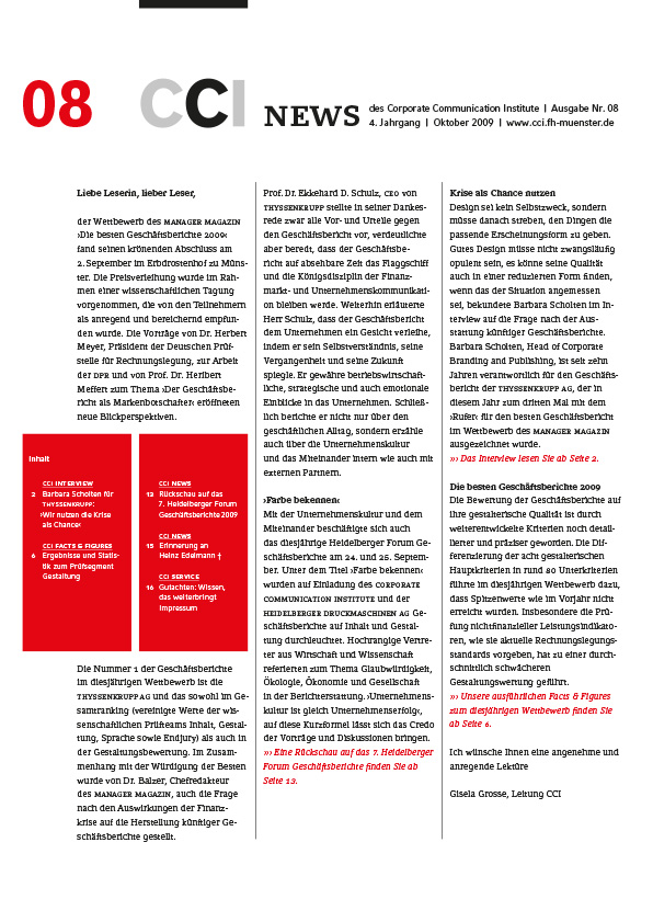 CCI Münster, Gisela Grosse, Corporate Reporting, Forum Reporting, Gestaltung, CCI, Corporate, Communication, Institute